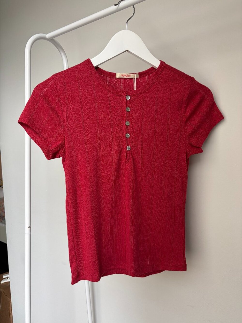 Marine Layer Lexi Pointelle Short Sleeve Henley